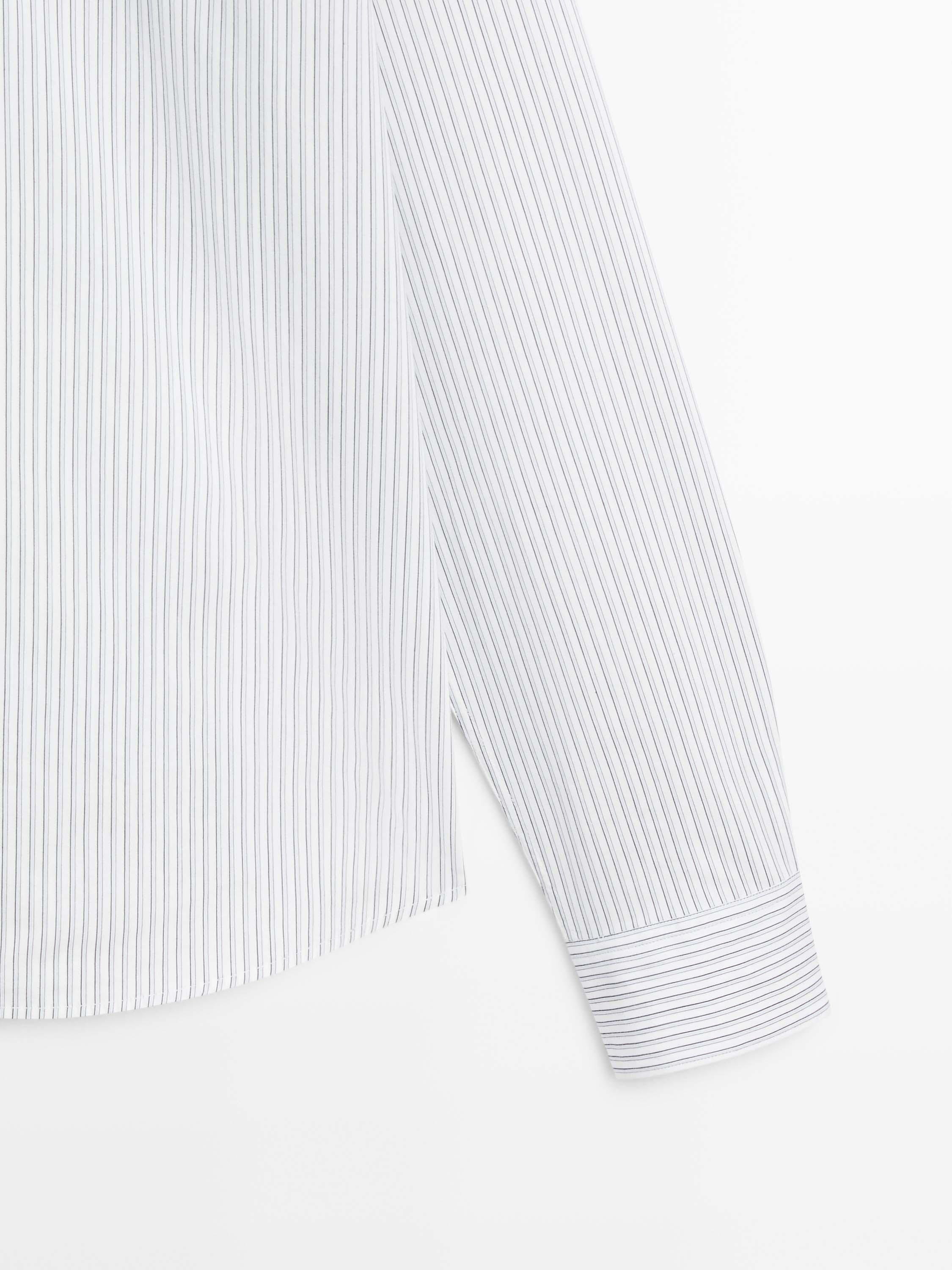 Cotton blend regular fit striped shirt